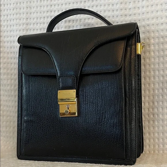 Bally Black Leather Briefcase with Gold Accents - Picture 4 of 16